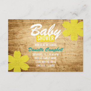 Invitación Baby Shower invita a la ducha de madera del