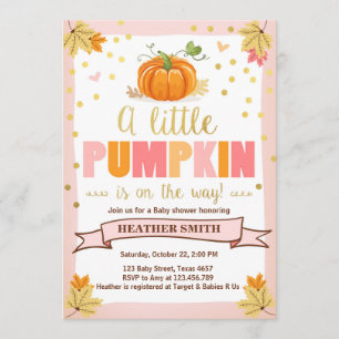 Invitación Baby Shower invita a la pequeña calabaza Chica ros