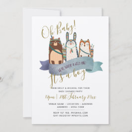 Invitación Baby Shower invita a los animales de Woodland - Es