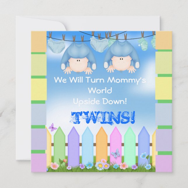 Invitación ¡BABY SHOWER invita a los BOY TWINS! (Anverso)
