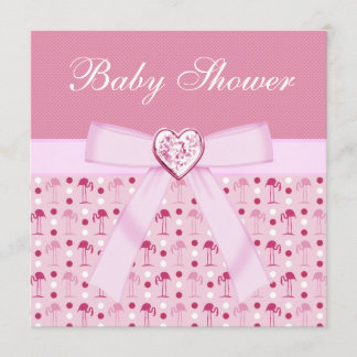 Invitación Baby Shower invita a los flamencos rosados