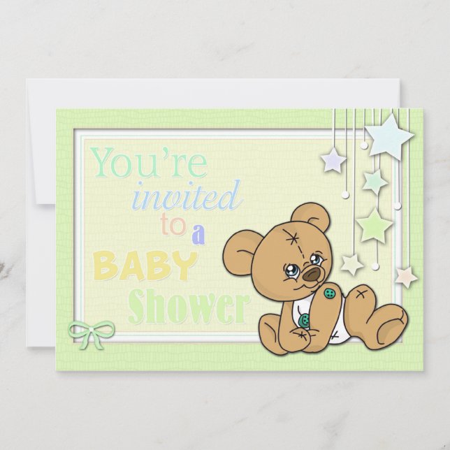 Invitación Baby Shower invita a osos del botón (Anverso)