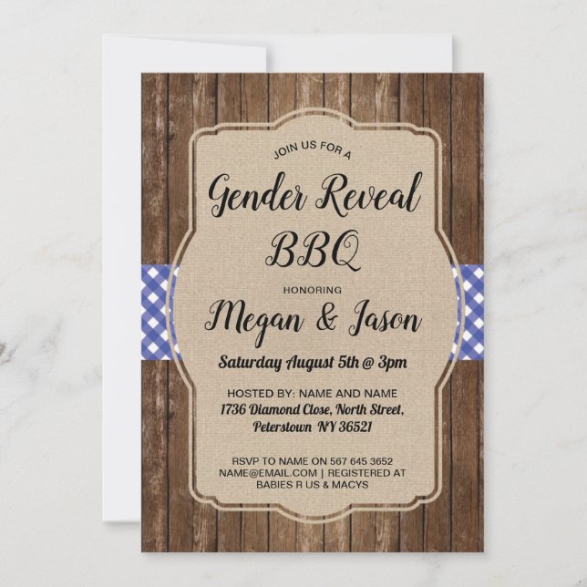 Invitación Baby Shower invita a pares que el género del Bbq (Anverso)