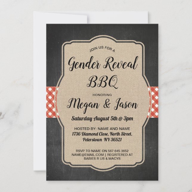 Invitación Baby Shower invita a pares que el género del Bbq (Anverso)