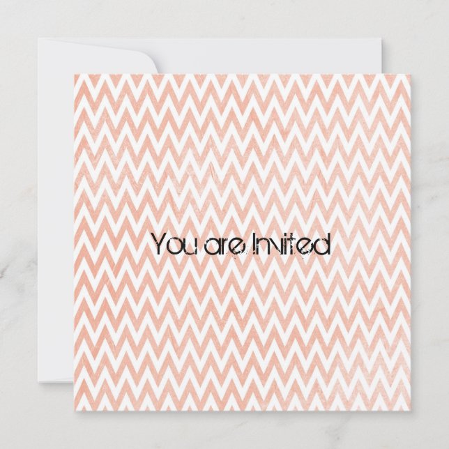 Invitación Baby Shower invita a Peach y White Chevron (Anverso)