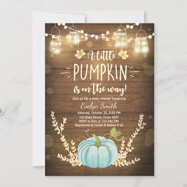 Invitación Baby Shower invita a pequeño calabaza Cae niño rus (Anverso)