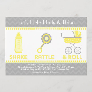Invitación Baby Shower invita al amarillo - sacudida,