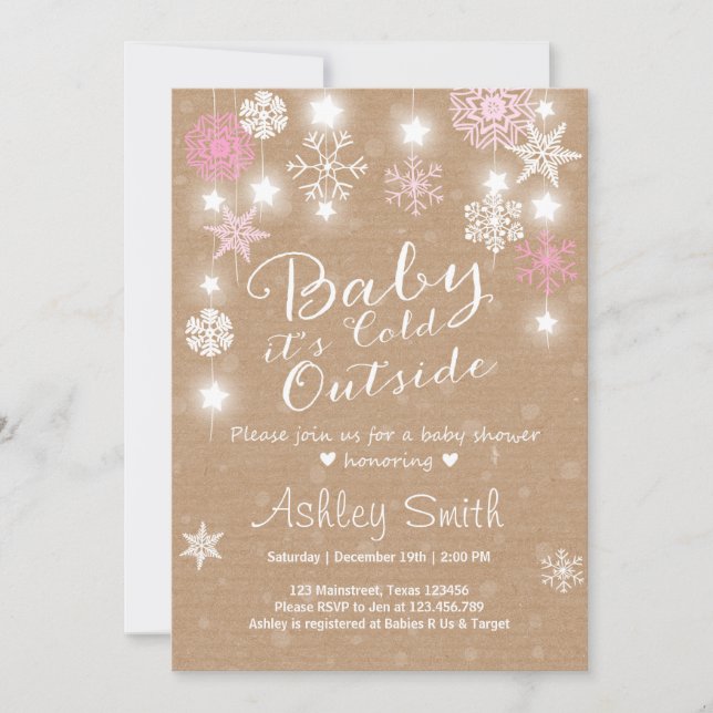 Invitación Baby Shower invita al bebé que es chica exterior (Anverso)
