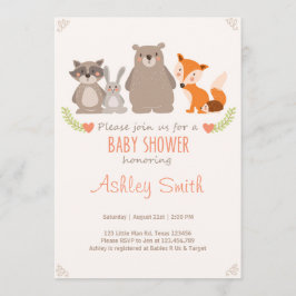 Invitación Baby Shower invita al bosque de animales Woodland