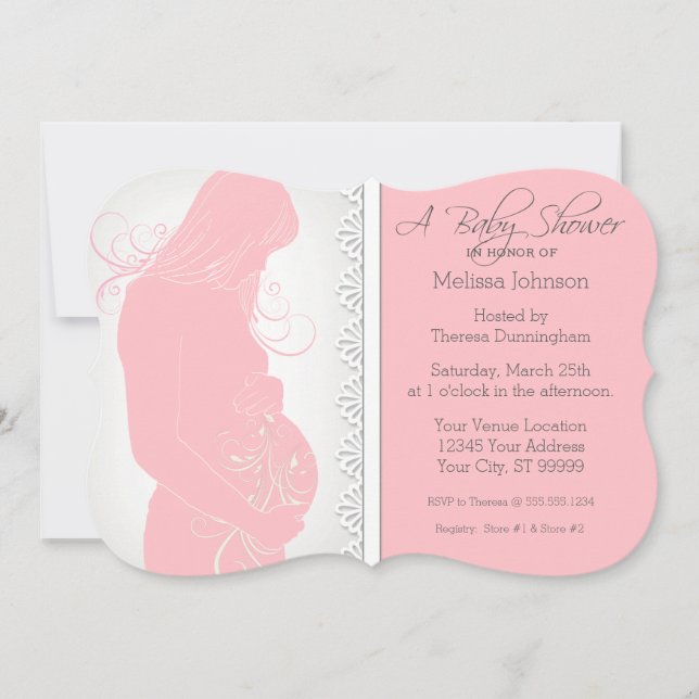 Invitación Baby Shower invita al moderno Belly Silhouette Lac (Anverso)