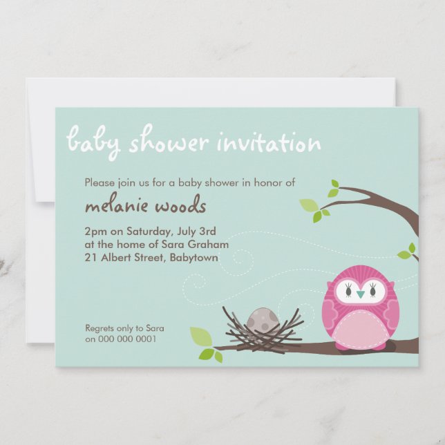 Invitación BABY SHOWER INVITA :: búho + nido 2L (Anverso)