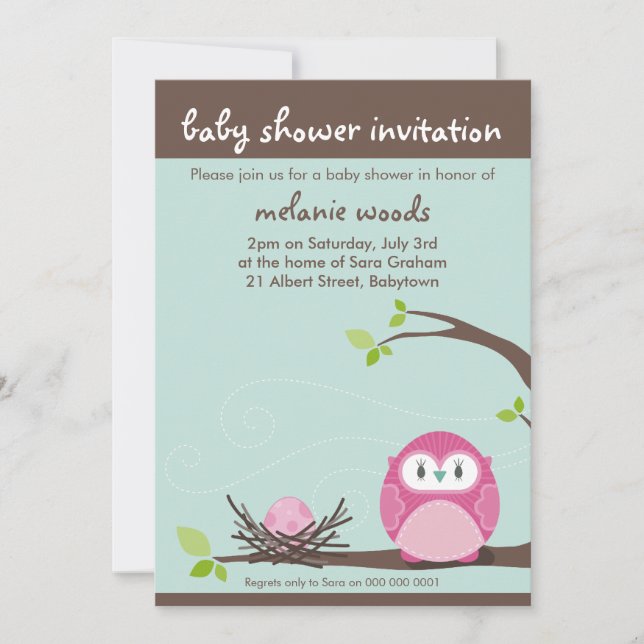 Invitación BABY SHOWER INVITA :: búho + nido 2P (Anverso)