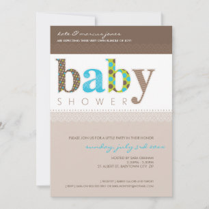Invitación Baby Shower INVITA : letras con motivos de bebé 1P