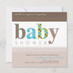 Invitación Baby Shower INVITA : letras con motivos de bebé 1S