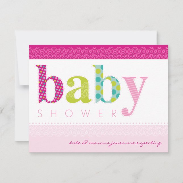 Invitación BABY SHOWER INVITA :: letras con motivos de bebé 3 (Anverso)