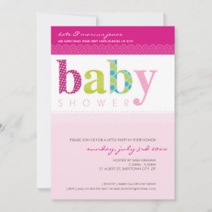 Invitación Baby Shower INVITA : letras con motivos de bebé 3P