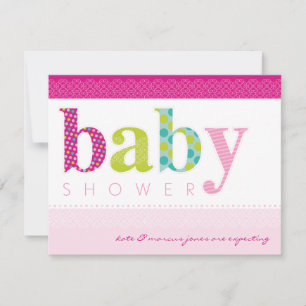 Invitación Baby Shower INVITA : letras con motivos para bebés