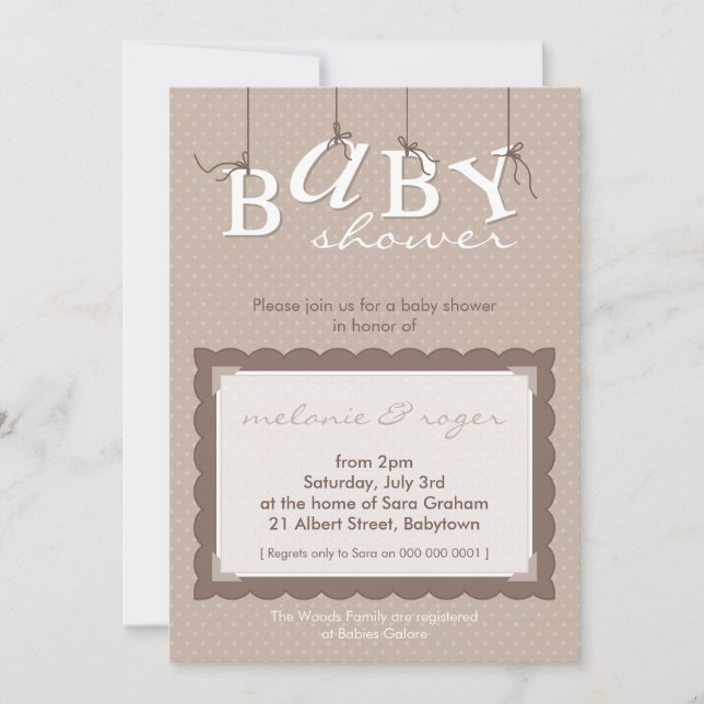 Invitación BABY SHOWER INVITA :: letras de bebé 3P (Anverso)