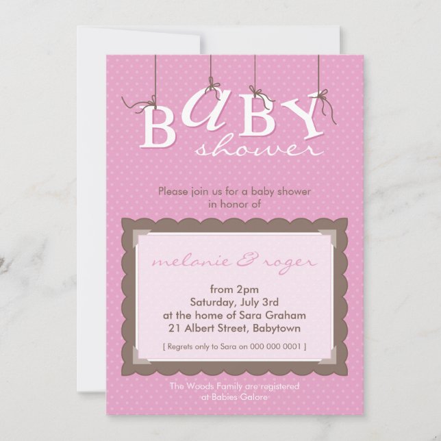 Invitación BABY SHOWER INVITA :: letras de bebé 4P (Anverso)