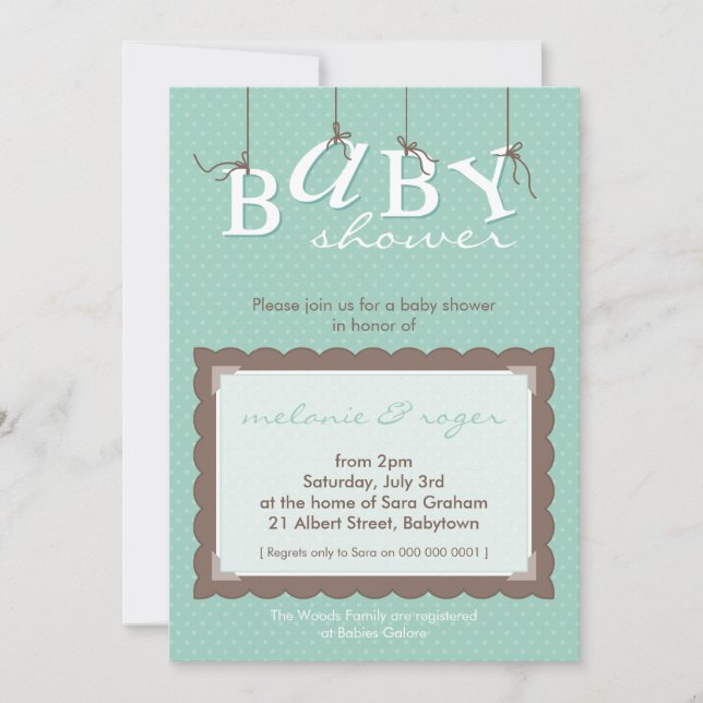 Invitación BABY SHOWER INVITA :: letras de bebé 6P (Anverso)