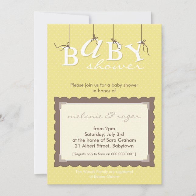 Invitación BABY SHOWER INVITA :: letras de bebé 7P (Anverso)
