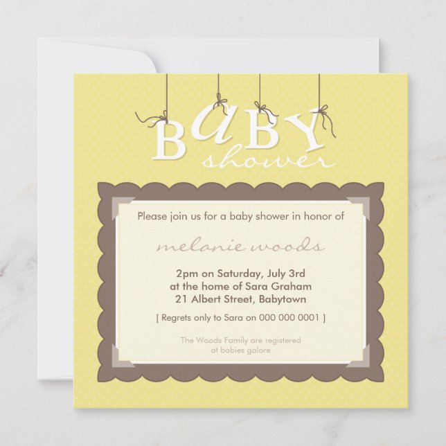 Invitación BABY SHOWER INVITA :: letras de bebé 7SQ (Anverso)