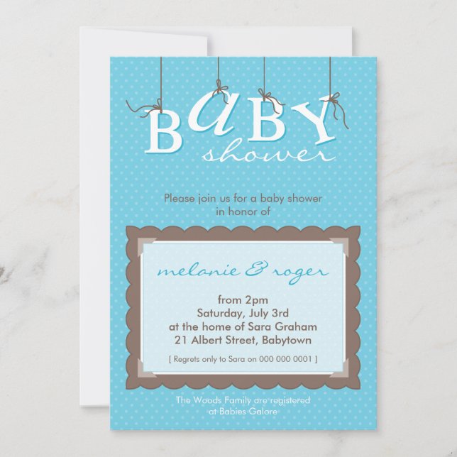 Invitación BABY SHOWER INVITA :: letras de bebé 8P (Anverso)