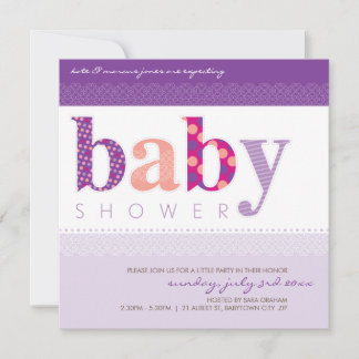 Invitación BABY SHOWER INVITA :: letras estampadas para bebés