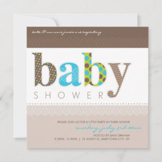 Invitación BABY SHOWER INVITA :: letras estampadas para bebés