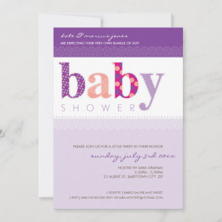 Invitación BABY SHOWER INVITA :: letras estampadas para bebés