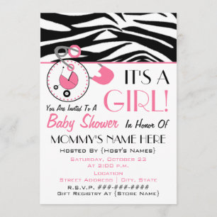 Invitación Baby Shower invita - Pin del pañal y estampado de