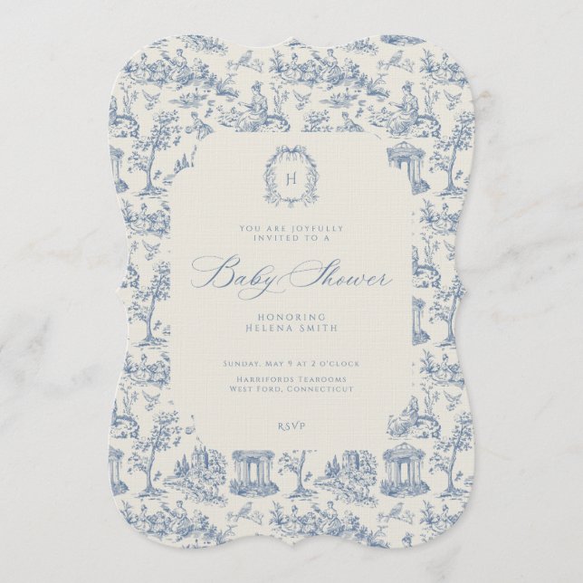 Invitación Baby Shower Invitation Antique Floral Toile (Anverso)