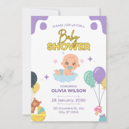 Invitación Baby Shower Invitation Blue Minimal Elegant