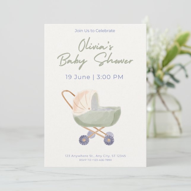 Invitación Baby Shower Invitation Cute Bear Theme (Anverso de pie)