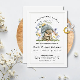 Invitación Baby Shower Invitation Cute Minimal Bunny