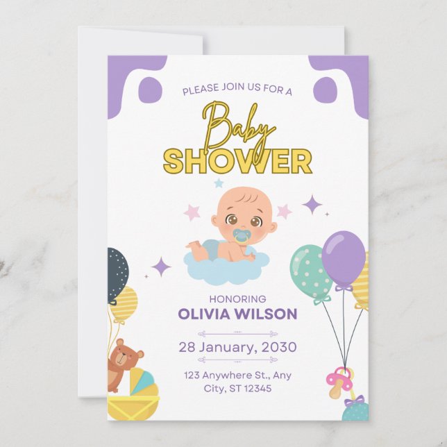 Invitación Baby Shower Invitation Elegant Minimal Design (Anverso)