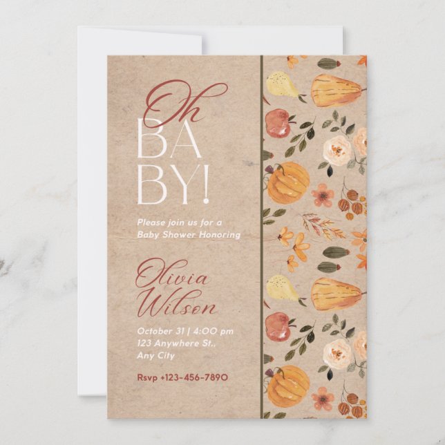 Invitación Baby Shower Invitation Fall Aesthetic (Anverso)