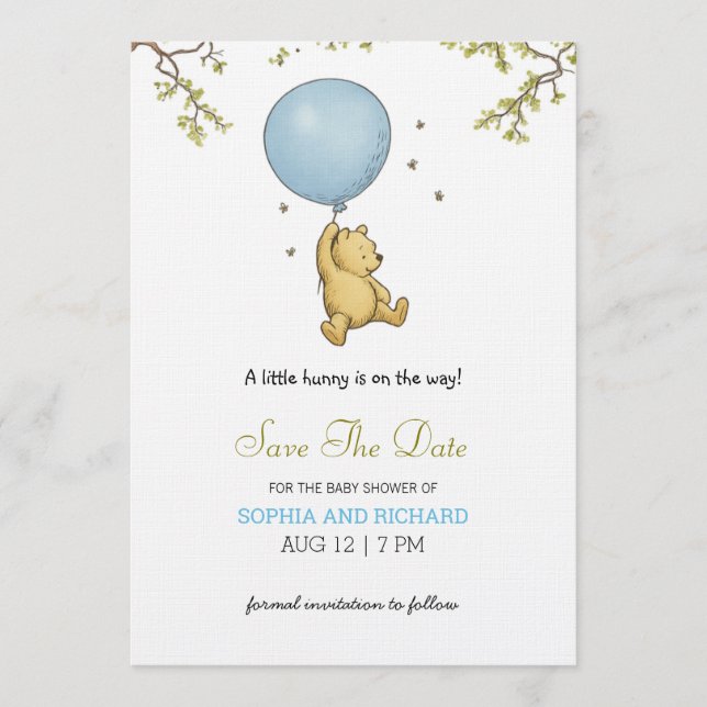 Invitación Baby shower invitation featuring a cute bear  (Anverso)