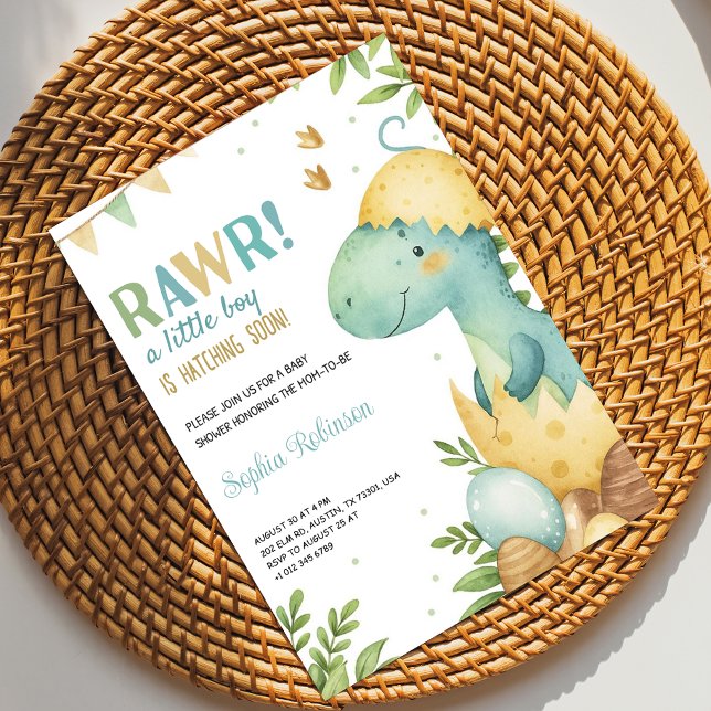 Invitación Baby shower invitation featuring a dinosaur  (Subido por el creador)