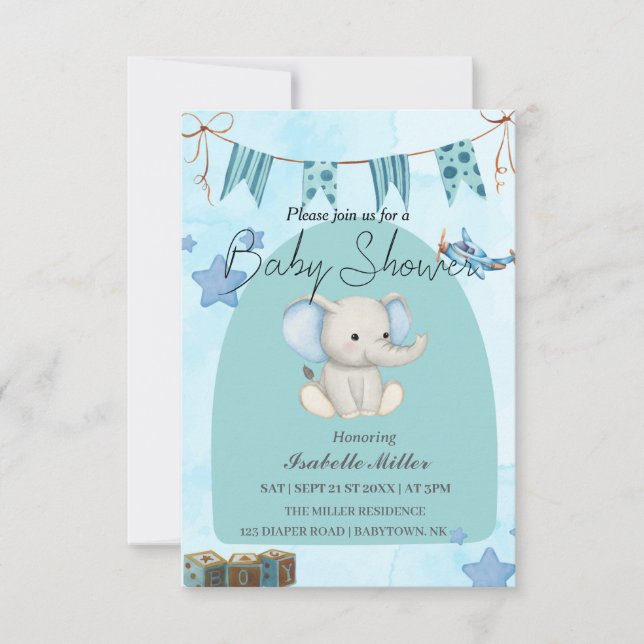 Invitación Baby Shower Invitation for Boy –Customizable (Anverso)