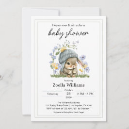 Invitación Baby Shower Invitation Simple Flowers Bunny
