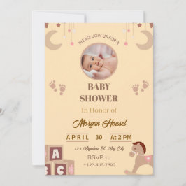 Invitación Baby Shower Invitation | Soft Beige Nursery Toys