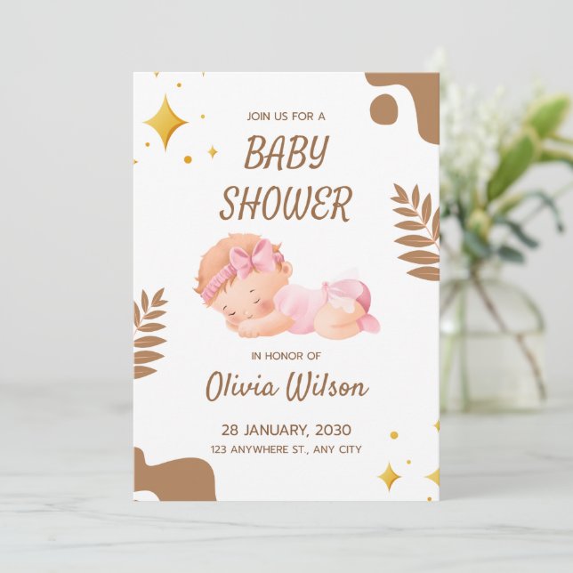 Invitación Baby Shower Invitation Soft Pink Aesthetic (Anverso de pie)