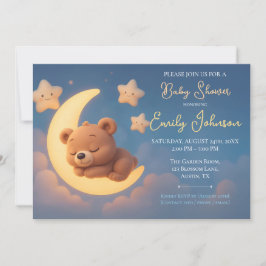 Invitación Baby Shower Invitation – Teddy Bear on the Moon