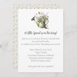 Invitación Baby Shower Invitation – Watercolor Garden Sprout