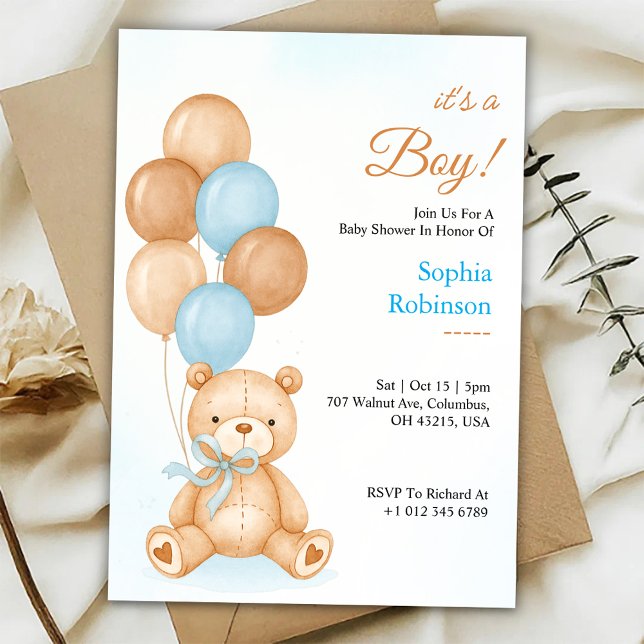 Invitación Baby shower invitation with a cute teddy bear  (Subido por el creador)