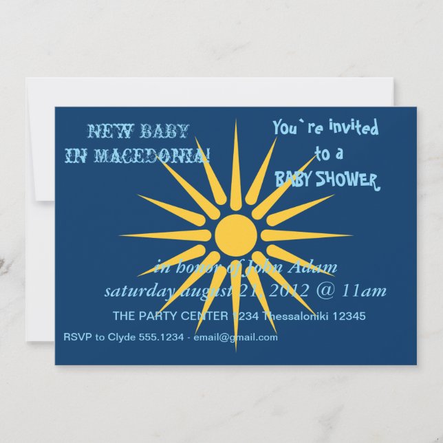 Invitación Baby Shower Invitation with Flag of Macedonia (Anverso)