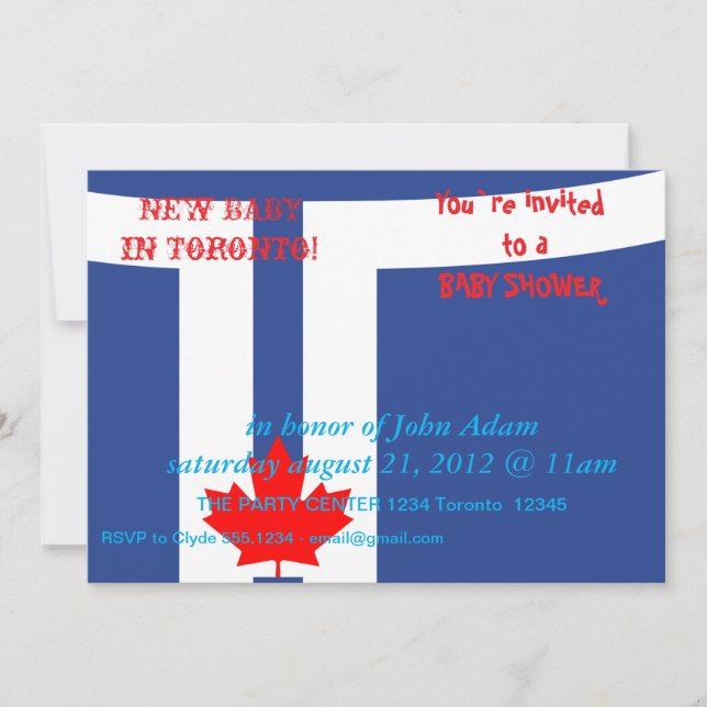 Invitación Baby Shower Invitation with Flag of Toronto (Anverso)