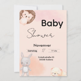 Invitación Baby Shower Invitation Woodland Animals 
