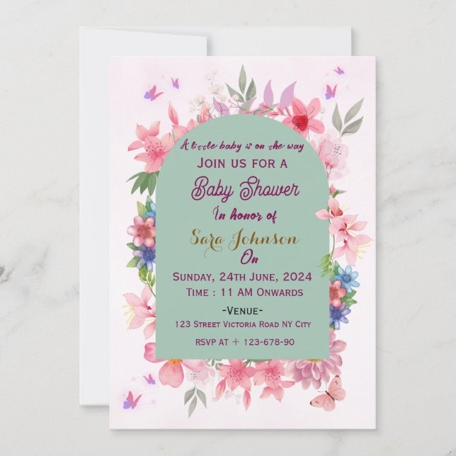 Invitación Baby Shower Invitations  (Anverso)